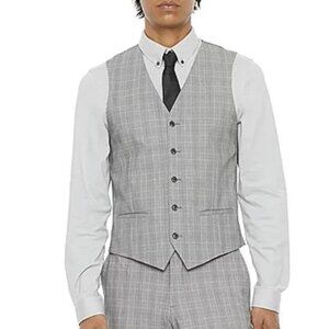 Men's Slim-Fit Plaid Vest Color Brown Check Size Small NWT